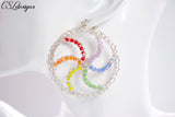 Wire crochet pinwheel earrings ⎮ For rainbow color, sparkle, women