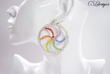 Wire crochet pinwheel earrings ⎮ For rainbow color, sparkle, women