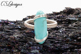 Elegant cabochon wirework ring ⎮ Silver and turquoise