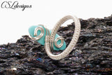 Elegant cabochon wirework ring ⎮ Silver and turquoise