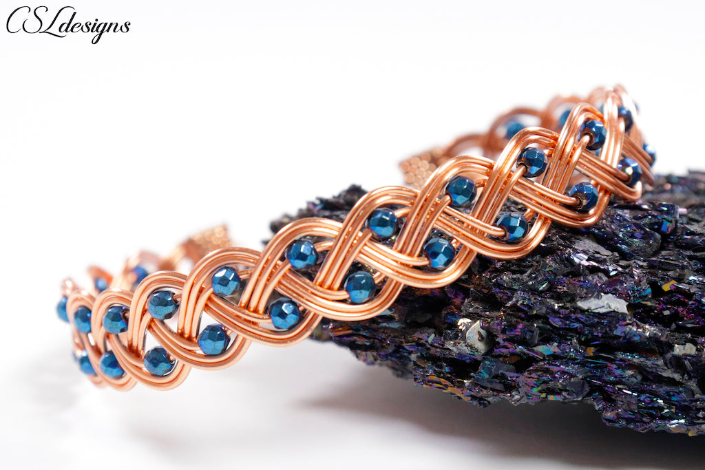 Sunday March 22, 2020, 1pm to 5pm Wire Bracelet Class at Lithos - Beginner  Copper Wire and Beaded Bracelet