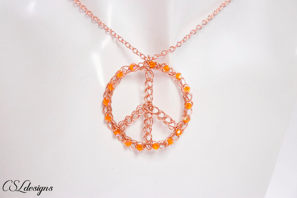 Wire crochet peace sign necklace – CSLdesigns shop