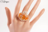 Pumpkin wirework cabochon ring