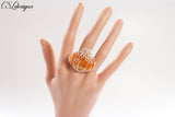 Pumpkin wirework cabochon ring