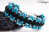 Art deco beaded kumihimo bracelet ⎮Black and blue