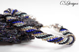 Rhinestone twist kumihimo bracelet ⎮ Blue