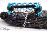 Art deco beaded kumihimo bracelet ⎮Black and blue