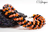 Tiger beaded kumihimo bracelet ⎮ Black and orange