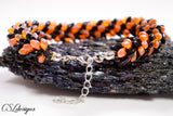 Tiger beaded kumihimo bracelet ⎮ Black and orange