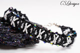 Monochrome kisses beaded kumihimo bracelet ⎮White and black