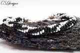 Zebra beaded kumihimo bracelet ⎮White and black