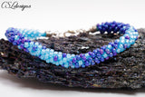 Ombre beaded kumihimo bracelet ⎮ Blue