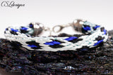 Leopard print kumihimo bracelet ⎮ Blue
