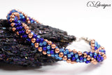 Ombre metallic stripes beaded kumihimo bracelet ⎮ Blue and copper