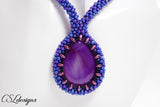 Cabochon beaded kumihimo necklace ⎮ Blue and purple