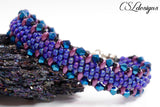 SuperDuo beaded kumihimo bracelet ⎮Blue and purple