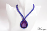 Cabochon beaded kumihimo necklace ⎮ Blue and purple