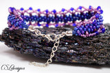Laced edge beaded kumihimo bracelet ⎮Blue and purple