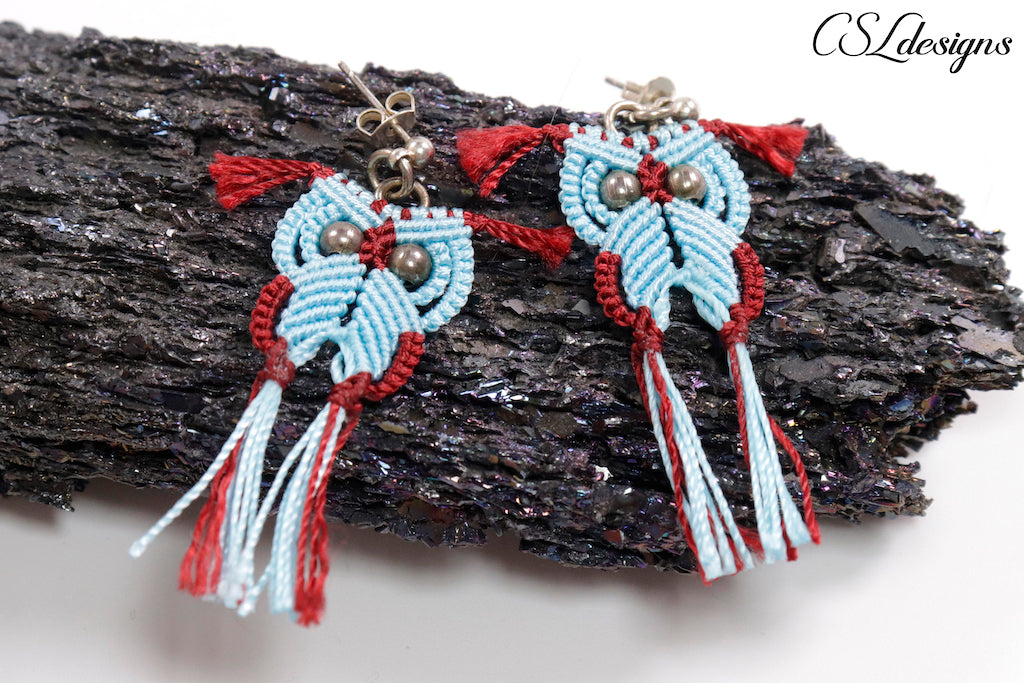 Macrame hot sale owl earrings