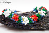 Water lilies beaded kumihimo bracelet ⎮ Multicolour
