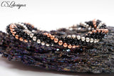 Metallic stripes kumihimo bracelet ⎮ Black, copper and silver