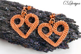 Heart wire kumihimo earrings ⎮ Copper