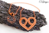 Heart wire kumihimo necklace ⎮ Copper