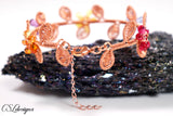 Flowers and leaves wirework bracelet ⎮ Copper and multicoloured