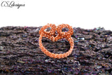 Heart wire kumihimo ring ⎮ Copper
