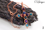 Egyptian style cross wirework necklace ⎮ Copper and multicoloured