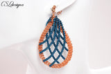 Waterfall wire kumihimo earrings ⎮ Copper and blue