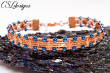 Elegant diamonds wirework bracelet ⎮ Copper and blue