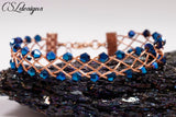 Outside beaded wirework braided bracelet ⎮ Copper and blue