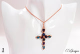Egyptian style cross wirework necklace ⎮ Copper and multicoloured