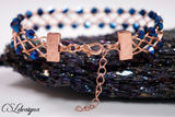 Outside beaded wirework braided bracelet ⎮ Copper and blue