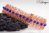 Wire crochet beaded bracelet ⎮ Copper and blue 2