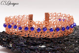 Wire crochet beaded bracelet ⎮ Copper and blue 2