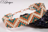 Aztec wirework bracelet ⎮ Copper, green and white