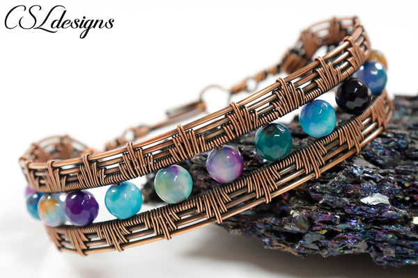 Art deco wirework bracelet ⎮ Copper oxidised