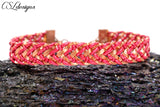 Chevron wire kumihimo bracelet ⎮ Copper and pink