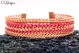 Framed wire kumihimo bracelet ⎮ Copper and pink