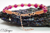 Cross wire macrame bracelet ⎮ Copper and pink