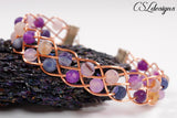 Inside beaded wirework braided bracelet ⎮ Copper and purple