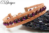 Framed wire kumihimo bracelet ⎮ Copper and purple