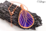 Cabochon wire kumihimo necklace ⎮ Copper and purple