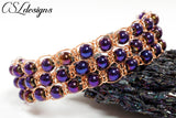 Triple row wire macrame bracelet ⎮ Copper and purple