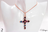 Egyptian style cross wirework necklace ⎮ Copper and multicoloured