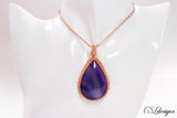 Cabochon wire kumihimo necklace ⎮ Copper and purple