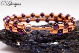 Beaded coils wirework bracelet ⎮ Copper and purple