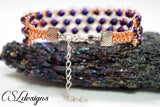 Triple row wire macrame bracelet ⎮ Copper and purple